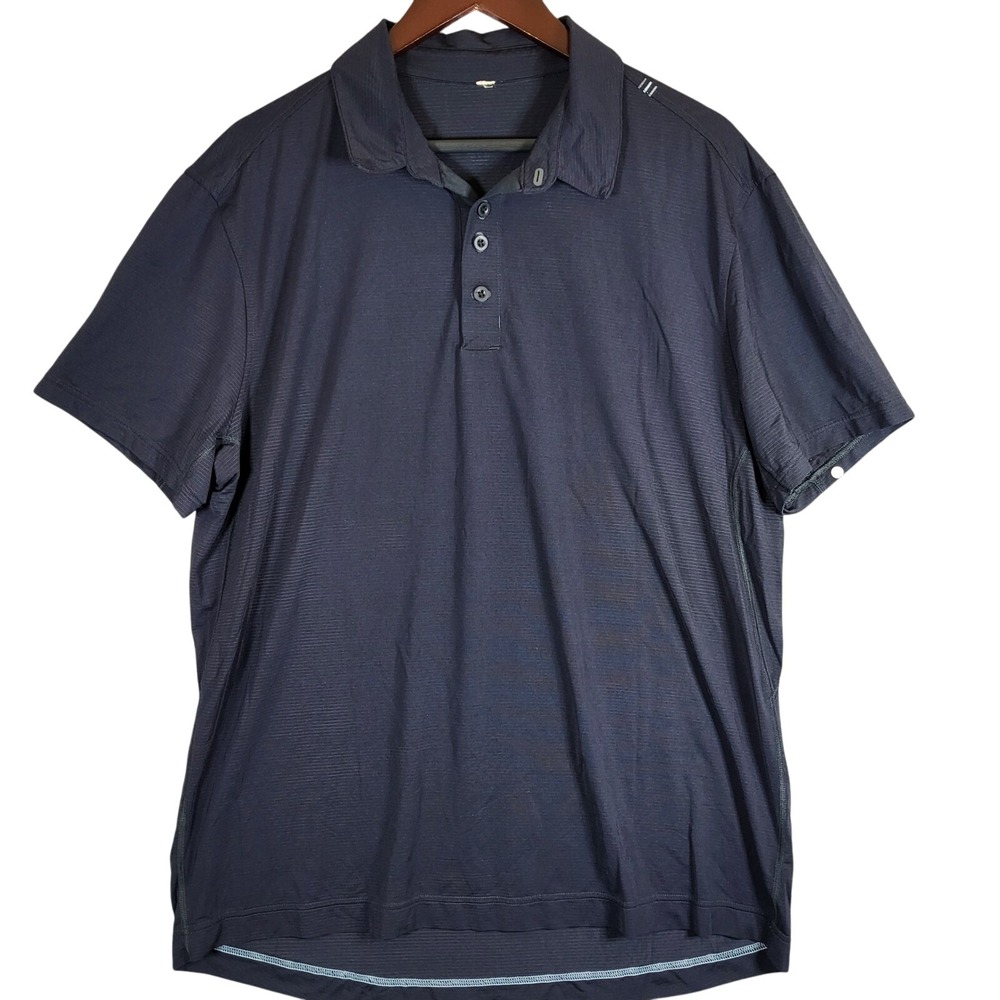 Vintage Lululemon Mens XL Polo Shirt Black Short Sleeve Activewear Training Golf